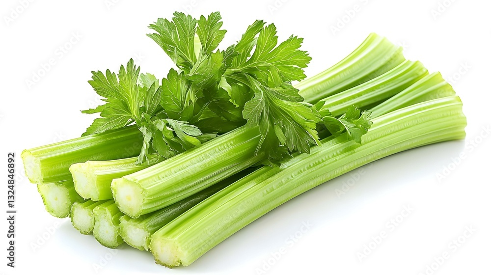 Green celery isolated on white background Green celery isolated on white background