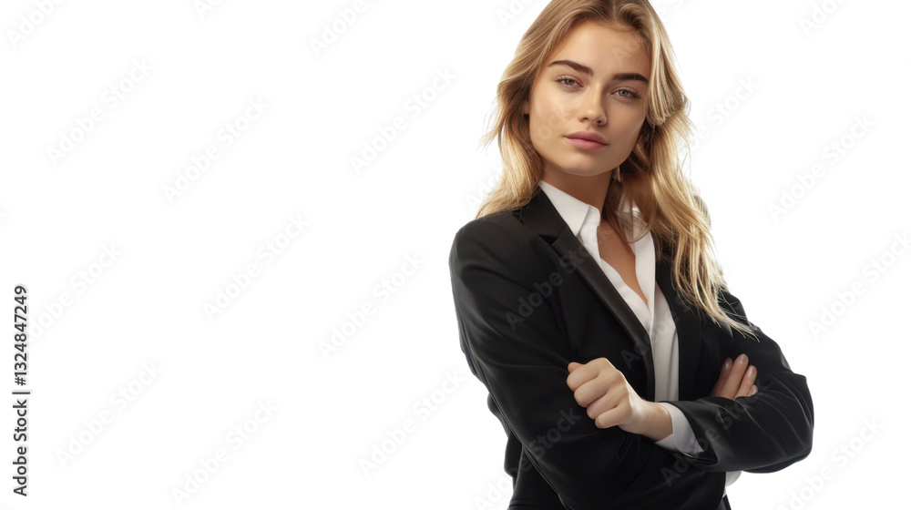 Confident businesswoman crossing arms on transparent background Confident businesswoman crossing arms on transparent background