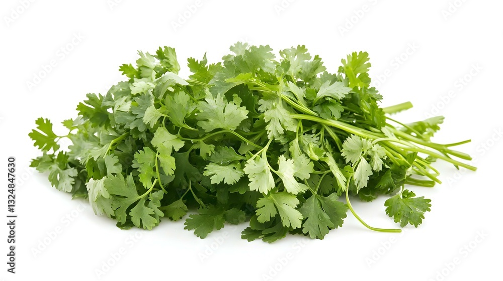 fresh coriander leaves over white background fresh coriander leaves over white background