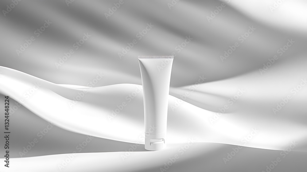 White minimalist cosmetic tube with sleek design and clean background in soft lighting
White minimalist cosmetic tube with sleek design and clean background in soft lighting