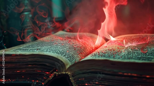Dunkles Buch mit leuchtenden roten Seiten