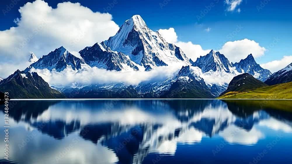 Majestic Mountain Reflection in a Serene Lake Majestic Mountain Reflection in a Serene Lake