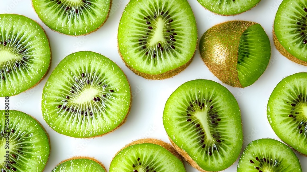 Fototapeta premium kiwi slices on white background