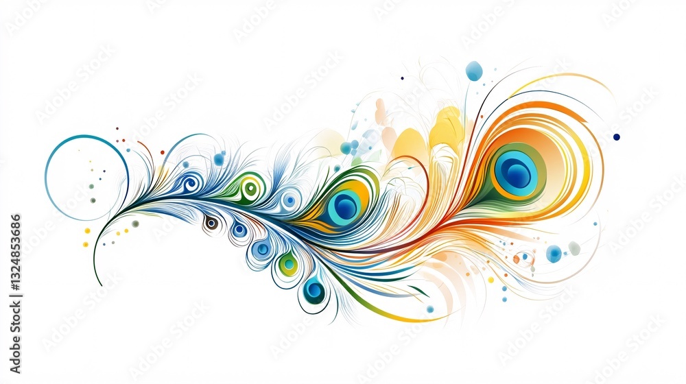 Peacock feather Indian design on a white background Peacock feather Indian design on a white background