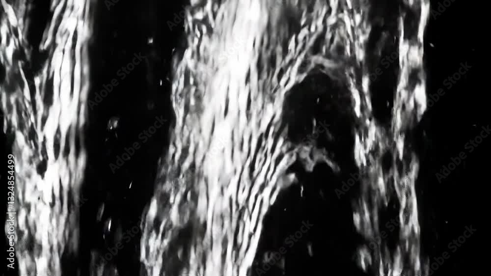 Water flow visualization in black and white background. Abstract fluid ...