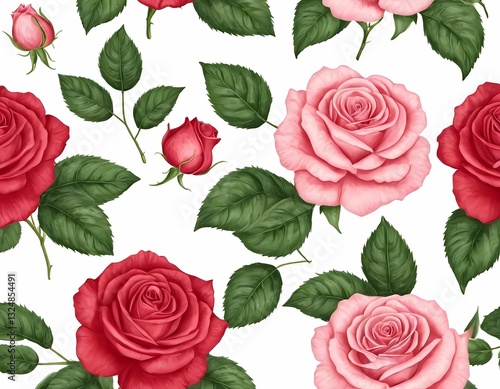 rose flowers hand drawn illustrations and patterns of petals and leaves
