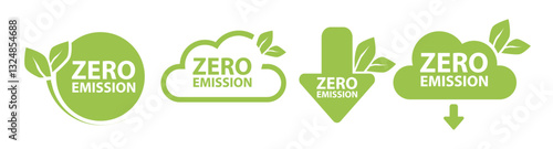 Zero Emission. Carbon neutral. Zero greenhouse gas emissions objective. Vector