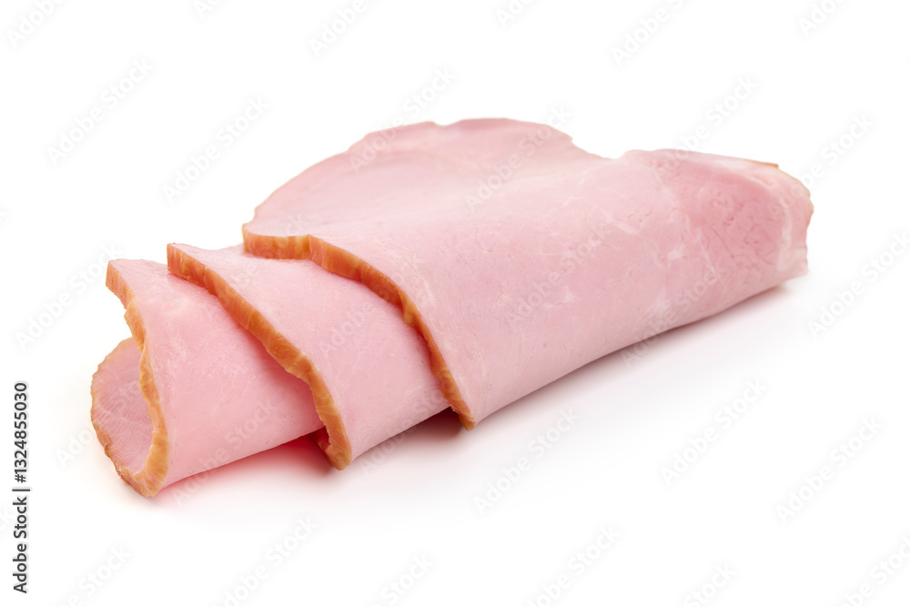 Smoked Ham Slices Isolated on White Background. Smoked Ham Slices Isolated on White Background.