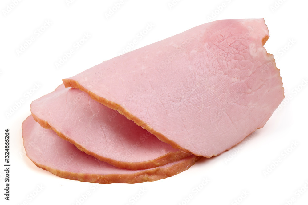 Smoked Ham Slices Isolated on White Background. Smoked Ham Slices Isolated on White Background.