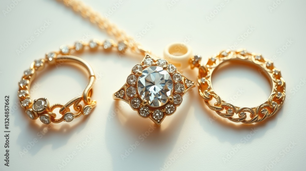 Jewelry with stones, close-up view. Jewelry with stones, close-up view.