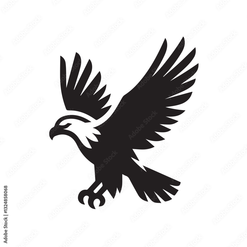 Fototapeta premium Flying Eagle Silhouette – Bold Black Vector Logo