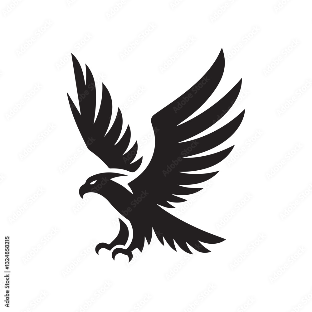 Obraz premium Flying Eagle Silhouette – Bold Black Vector Logo