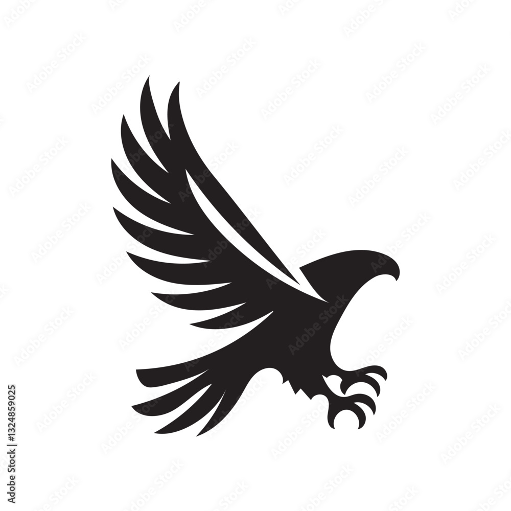 Obraz premium Flying Eagle Silhouette – Bold Black Vector Logo