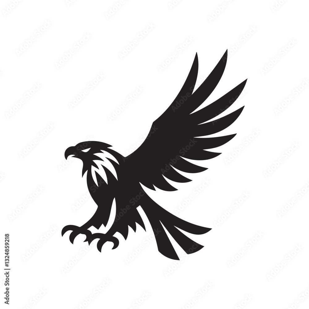 Obraz premium Flying Eagle Silhouette – Bold Black Vector Logo