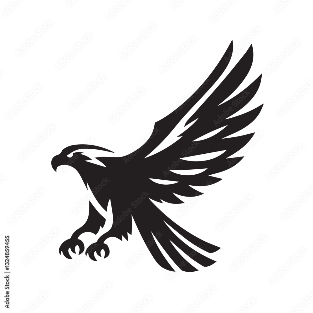 Obraz premium Flying Eagle Silhouette – Bold Black Vector Logo