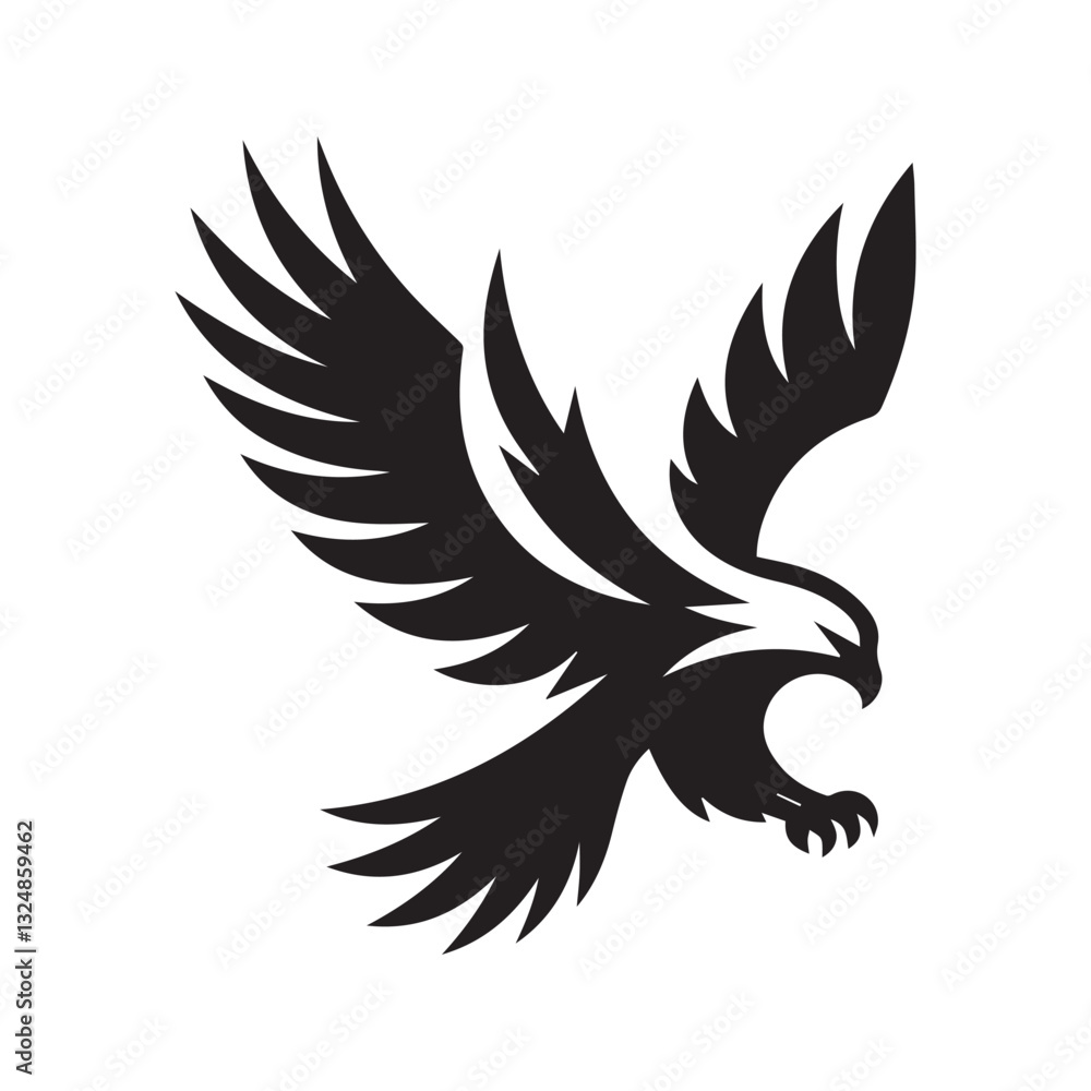 Fototapeta premium Flying Eagle Silhouette – Bold Black Vector Logo