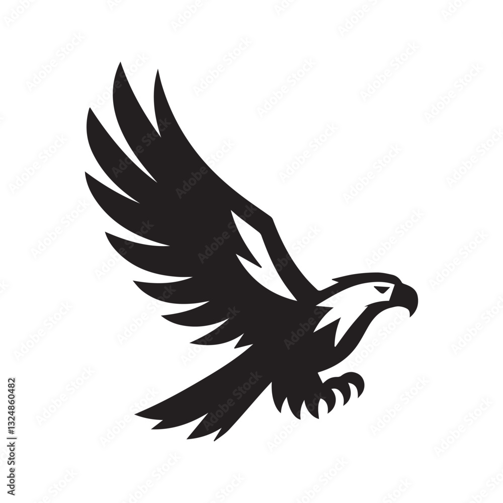Obraz premium Flying Eagle Silhouette – Bold Black Vector Logo