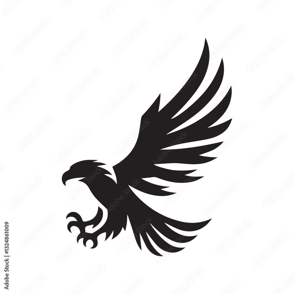 Obraz premium Flying Eagle Silhouette – Bold Black Vector Logo