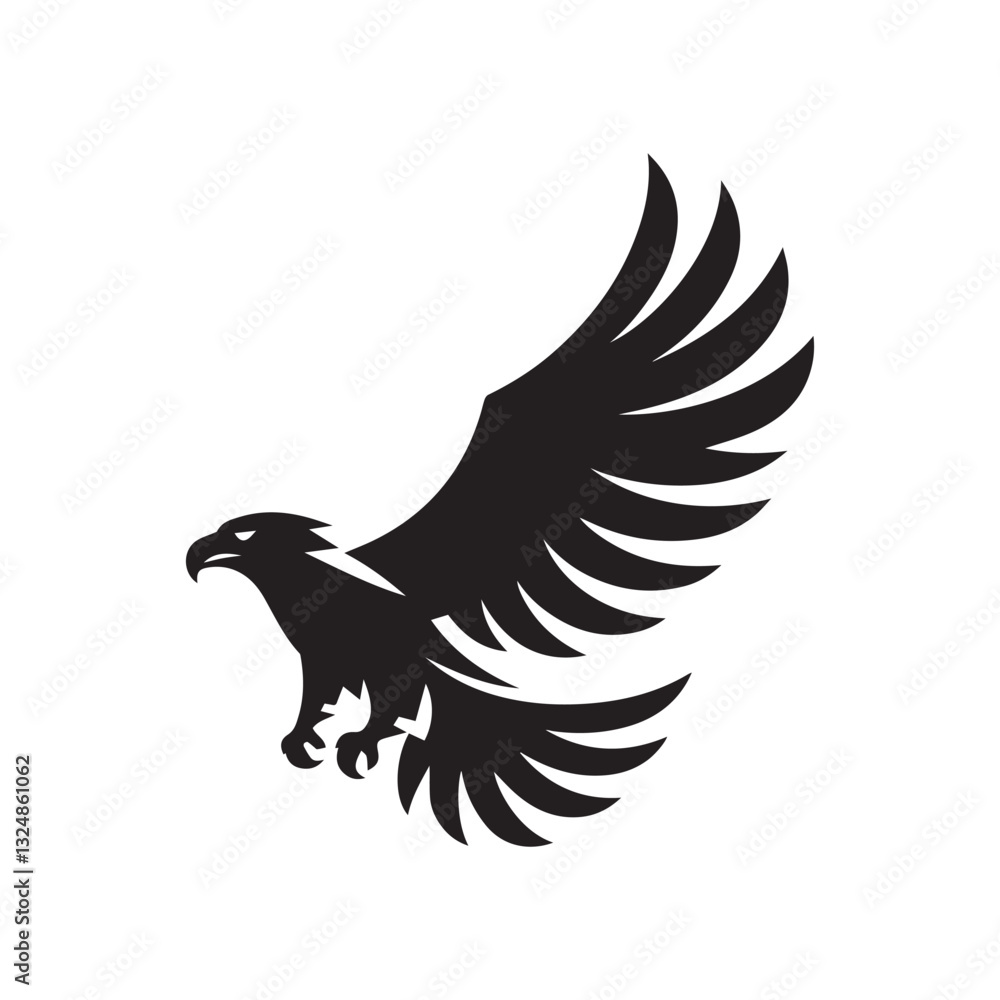 Obraz premium Flying Eagle Silhouette – Bold Black Vector Logo