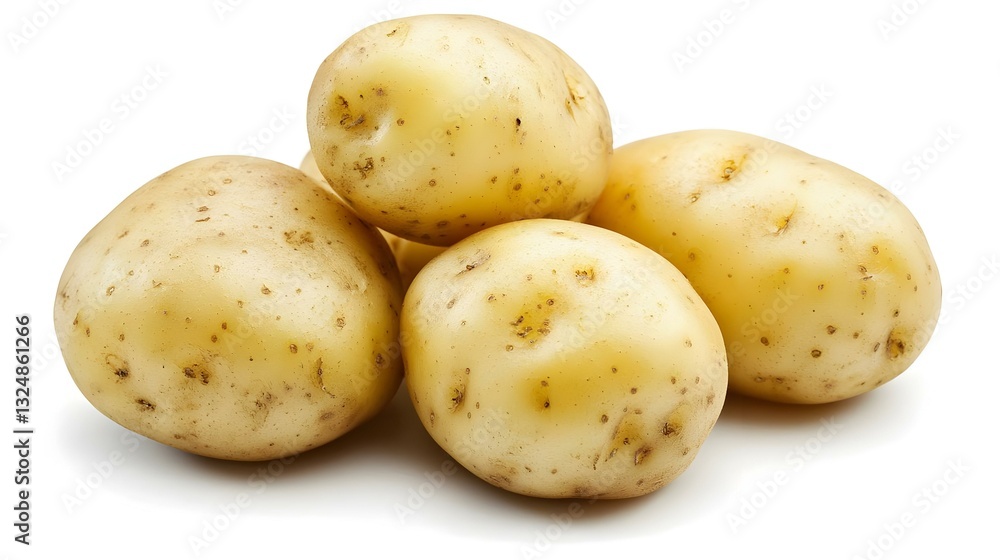 White potatoes isolated on white background White potatoes isolated on white background