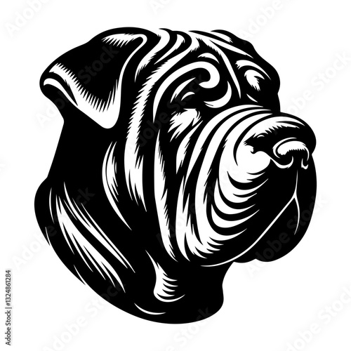 Sharpey's head is a black and white logo. EPS vector graphics.