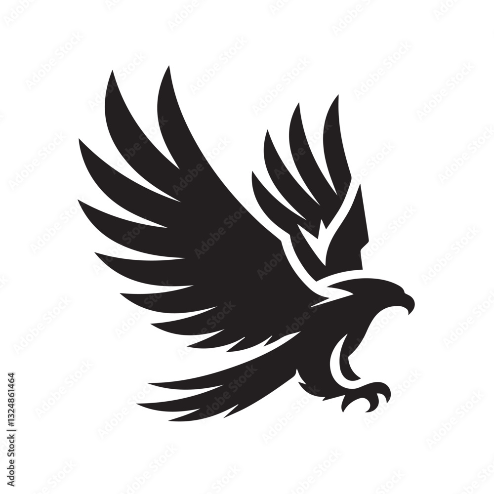 Fototapeta premium Flying Eagle Silhouette – Bold Black Vector Logo