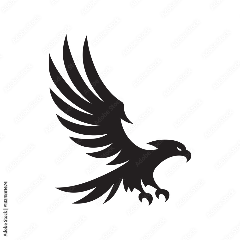 Obraz premium Flying Eagle Silhouette – Bold Black Vector Logo