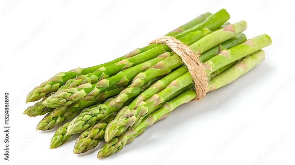 Fresh ripe green asparagus in bunch isolated