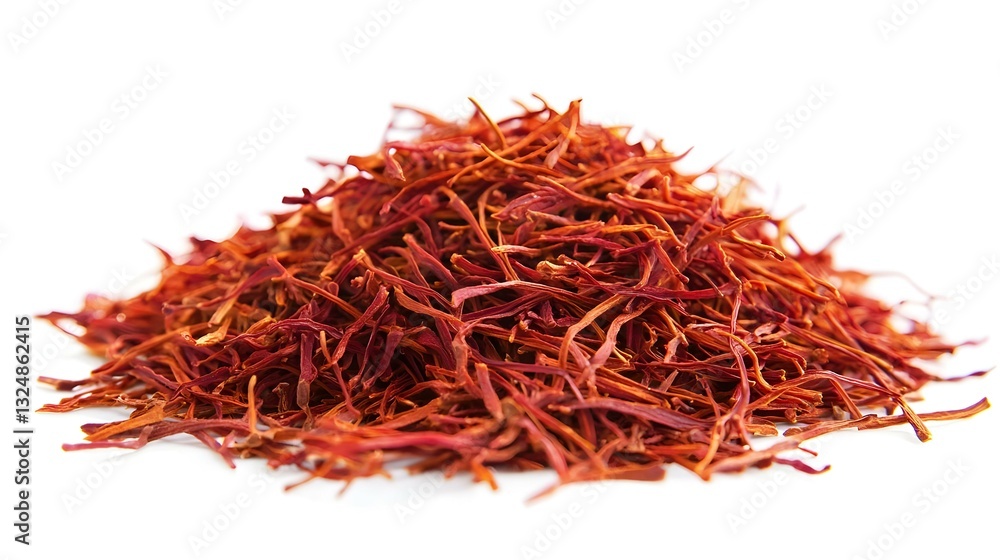 Fototapeta premium Saffron spice threads strands isolated on white