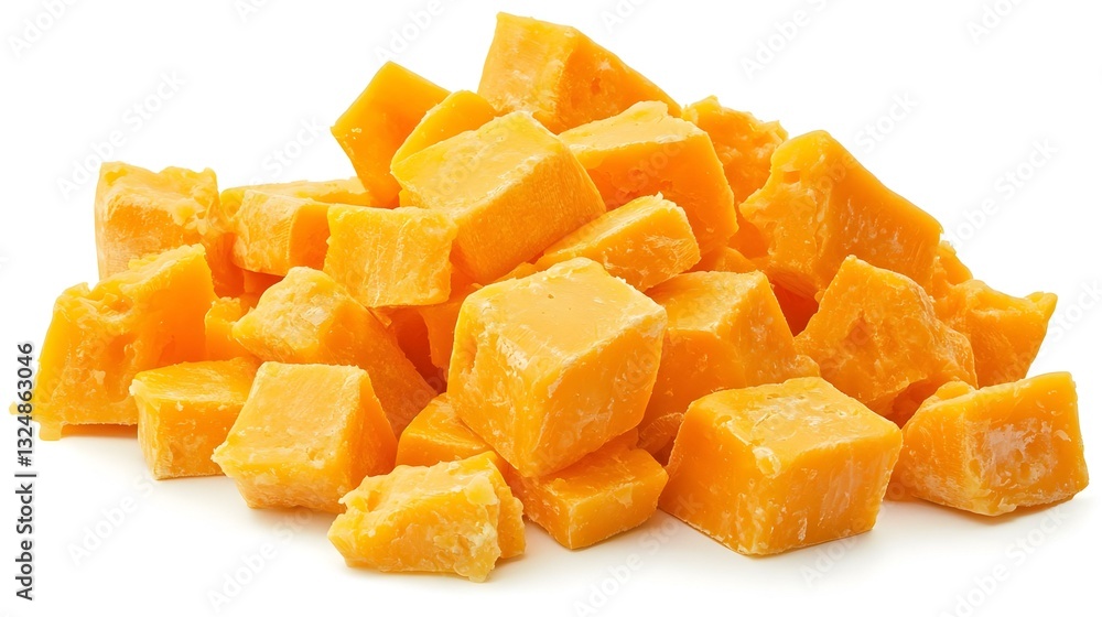 Pile of Cheddar Cheese Curds Isolated on a White Pile of Cheddar Cheese Curds Isolated on a White