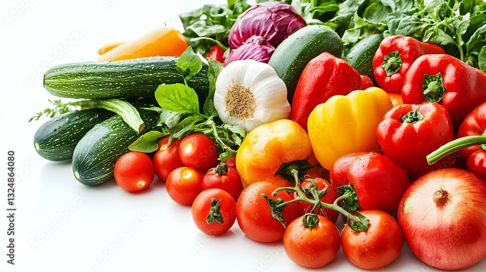 Heap of fresh ripe vegetables on white Heap of fresh ripe vegetables on white