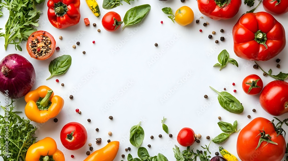 Frame made of fresh ripe vegetables on white Frame made of fresh ripe vegetables on white