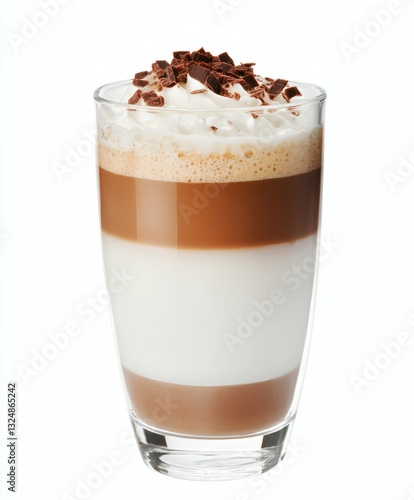 Cup of latte on white background