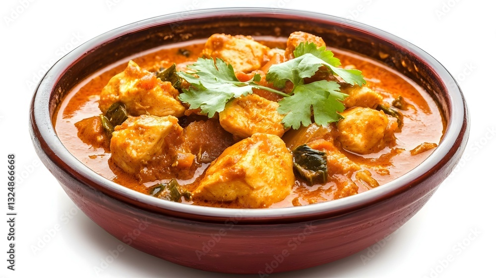 Bowl of delicious chicken curry on white Bowl of delicious chicken curry on white