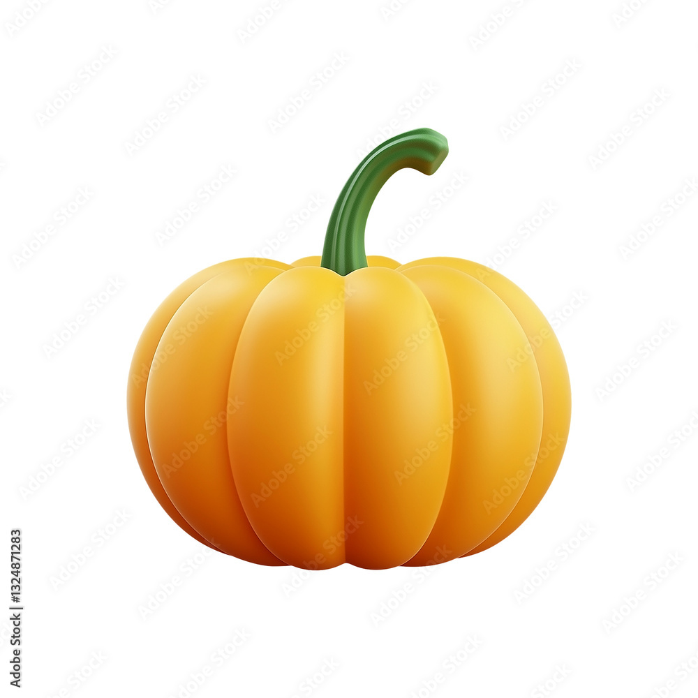 Obraz premium Single Pumpkin vegetable 3D icon - PNG on transparent background