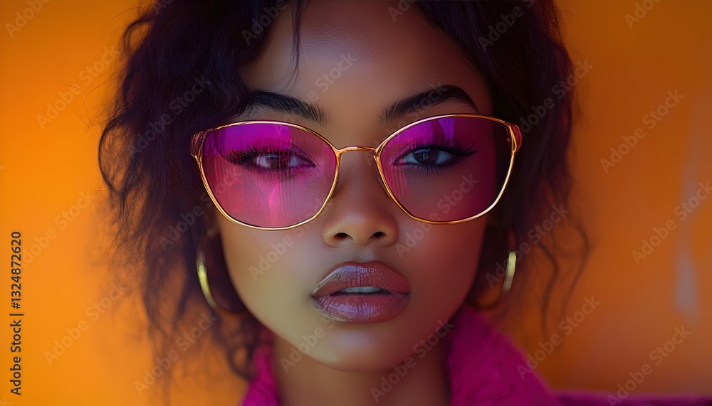 Stylish Woman in Pink Sunglasses - A Bold Fashion Portrait Stylish Woman in Pink Sunglasses - A Bold Fashion Portrait