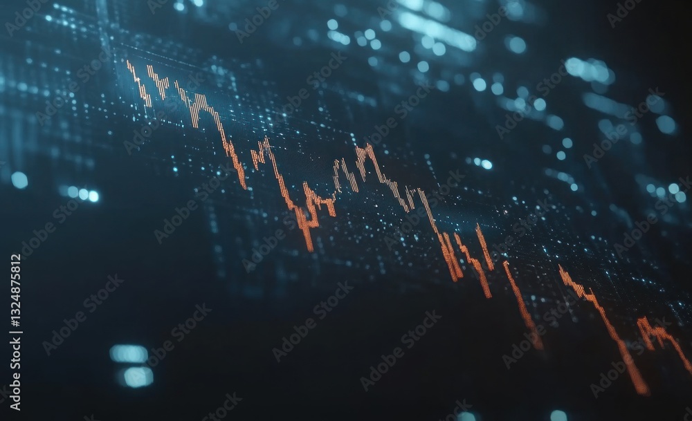 Fototapeta premium Abstract digital stock market chart decline.