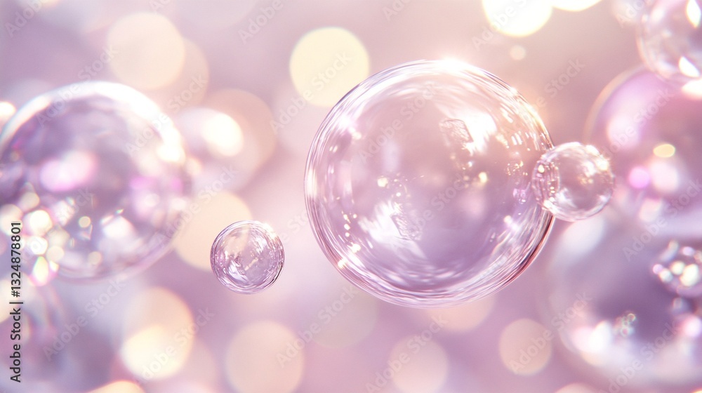 Elegant Blurred Pastel Background with Transparent Bubbles and Prismatic Reflections Elegant Blurred Pastel Background with Transparent Bubbles and Prismatic Reflections