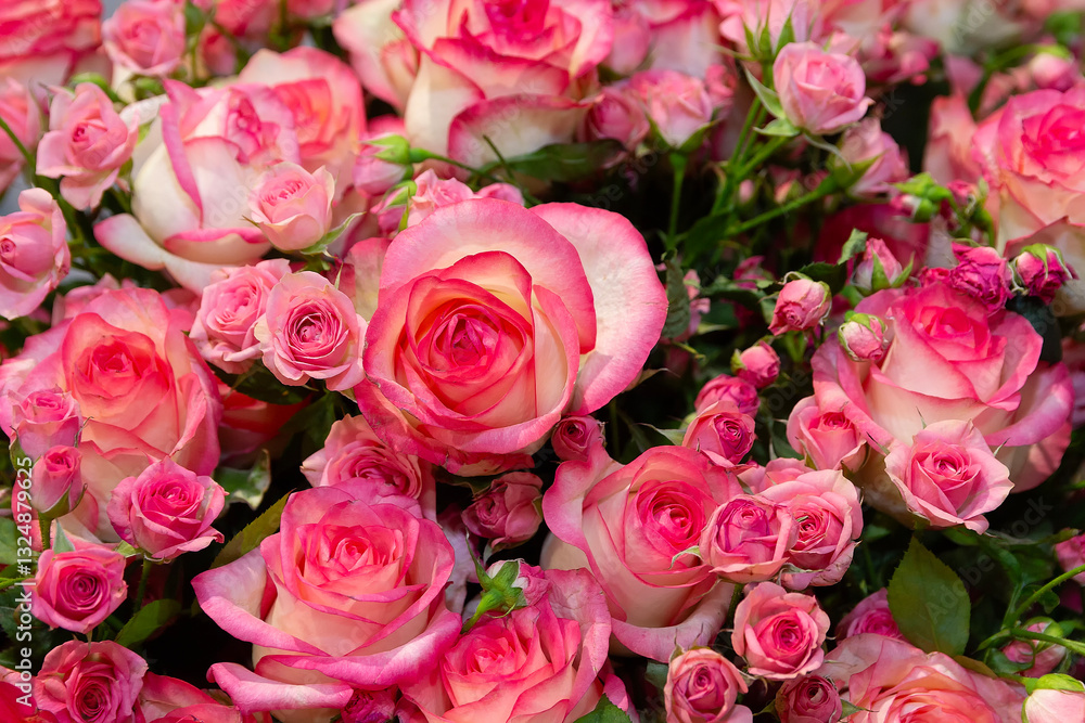Fresh pink roses in close-up Fresh pink roses in close-up