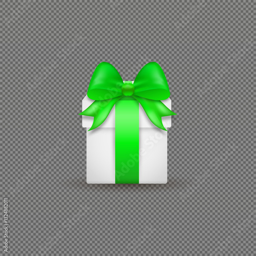 A bright gift box with a neatly tied bow, designed in stylish vector graphics. Detailed ribbon folds and glossy box edges add depth, creating a realistic effect. PNG background
