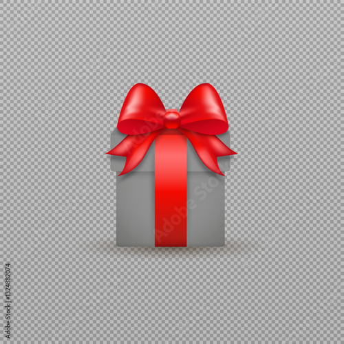 A bright gift box with a neatly tied bow, designed in stylish vector graphics. Detailed ribbon folds and glossy box edges add depth, creating a realistic effect. PNG background