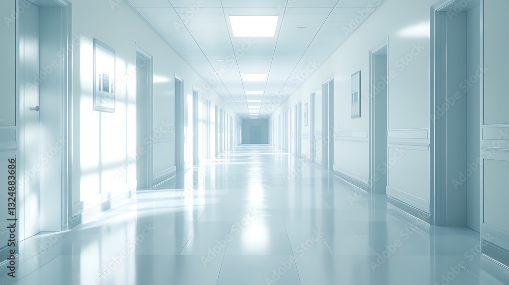 Bright Modern Corridor with Large Windows, A long, bright corridor with large windows allowing natural light to flood in Bright Modern Corridor with Large Windows, A long, bright corridor with large windows allowing natural light to flood in
