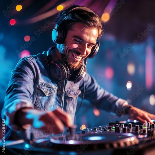 DJ spinning tracks at the club