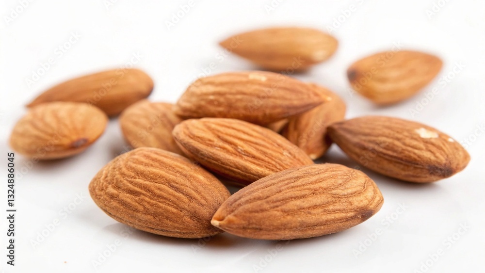 Crisp, Close-Up Shot of Isolated Almonds: High-Resolution Image of Natural Almond Nuts with Exquisite Texture, Perfect for Food Packaging, Blogs, and Culinary Websites. Showcase the rich, Crisp, Close-Up Shot of Isolated Almonds: High-Resolution Image of Natural Almond Nuts with Exquisite Texture, Perfect for Food Packaging, Blogs, and Culinary Websites. Showcase the rich,