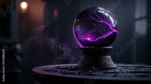 Mystical Purple Lightning Crystal Ball