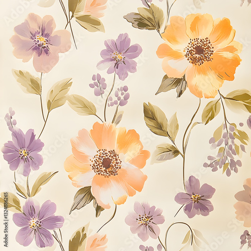 Colorful wildflowers surrounded by a gentle mist create a serene atmosphere in a soft-focus setting