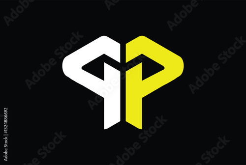 p q pp qq pq qp initial logo design vector symbol graphic idea creative, gym and fitness logo with triangle.