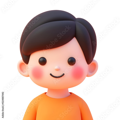 Cartoon boy smiling wearing yellow t shirt profile avatar close up 3d cartoon illustration