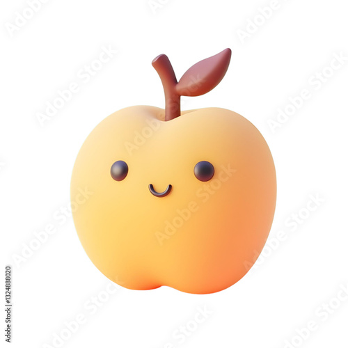 Apple with a smiling face kawaii style 3d illustration