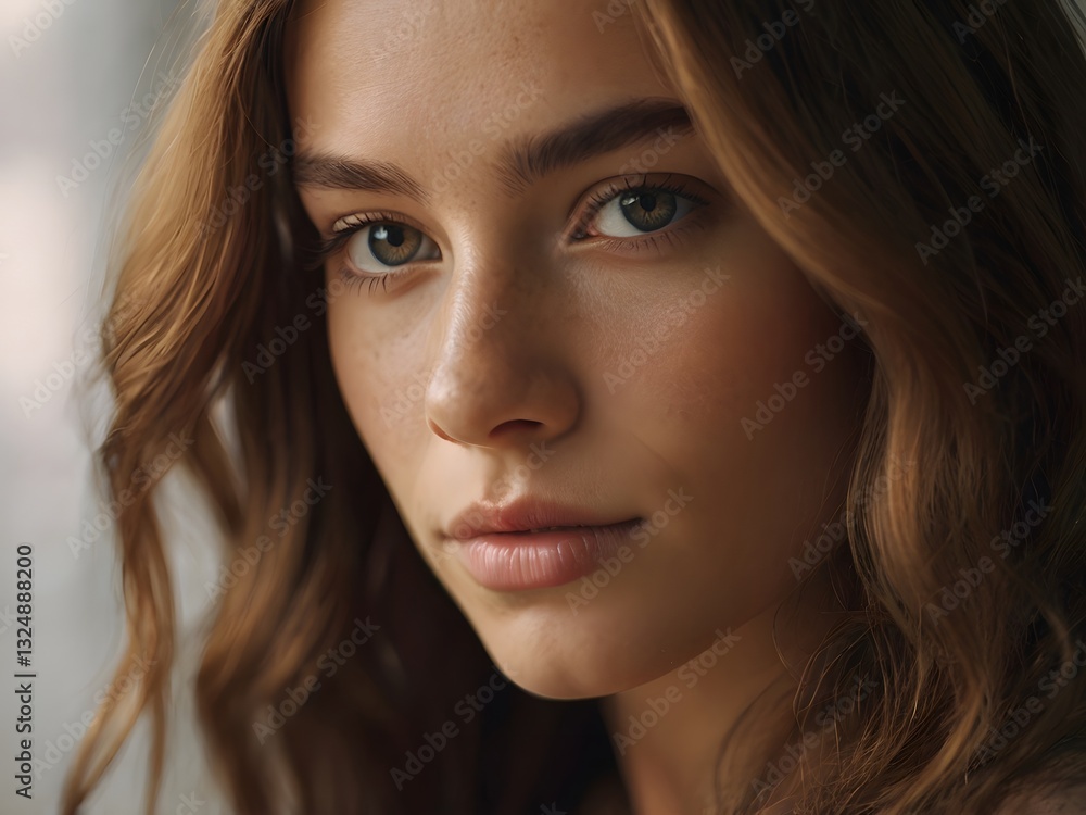 Close-up portrait with soft natural lighting and a warm, relaxed expression Close-up portrait with soft natural lighting and a warm, relaxed expression